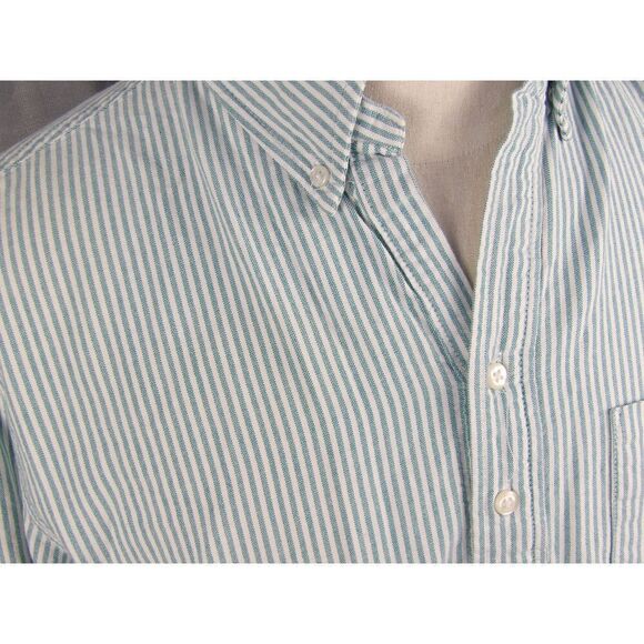 The‎ Nutter Mens Green White Striped Shirt Large - Picture 3 of 6